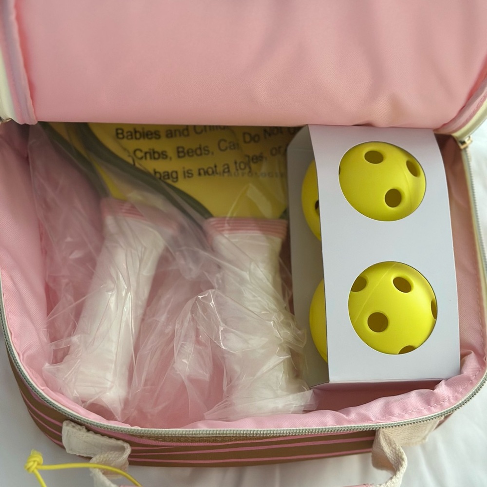 Anthropologie Pink, Green and Yellow Pickleball Set - Picture 9 of 13